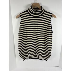 Vintage Gucci Striped Sleeveless Turtleneck Wool Silk Italy M